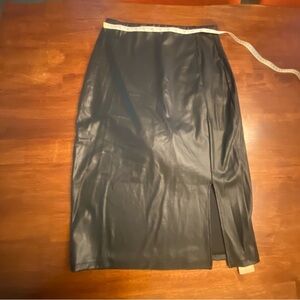 Popilush Shapewear Sculpting Faux Leather Midi Skirt